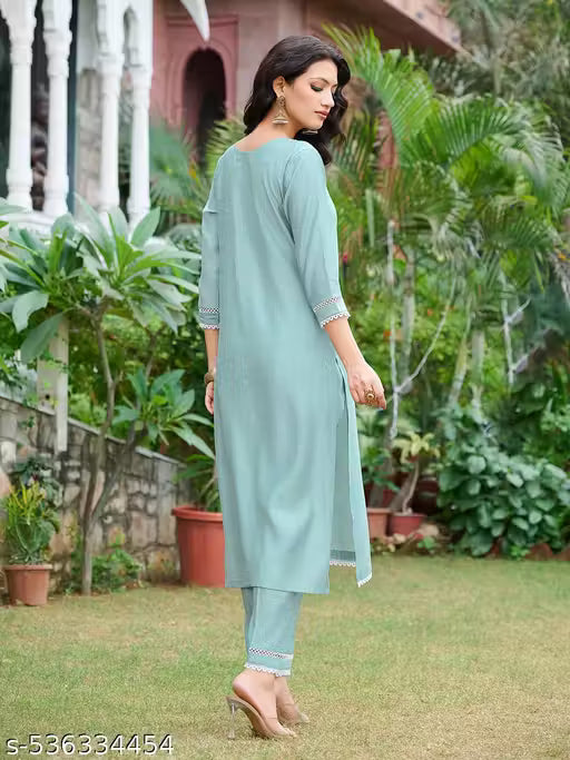 MINT GREEN KURTI PANT WITH DUPPTA SET