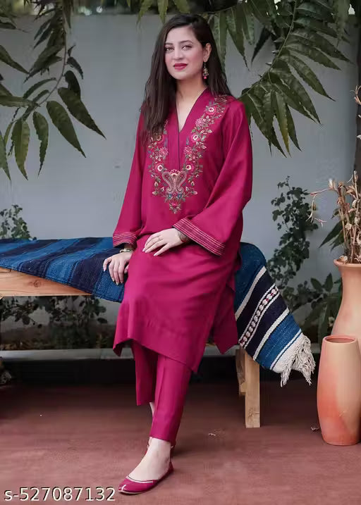 Designer Embroidery Kurti Co-ord Set